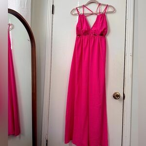 Pink Strappy Maxi Dress - Size Medium